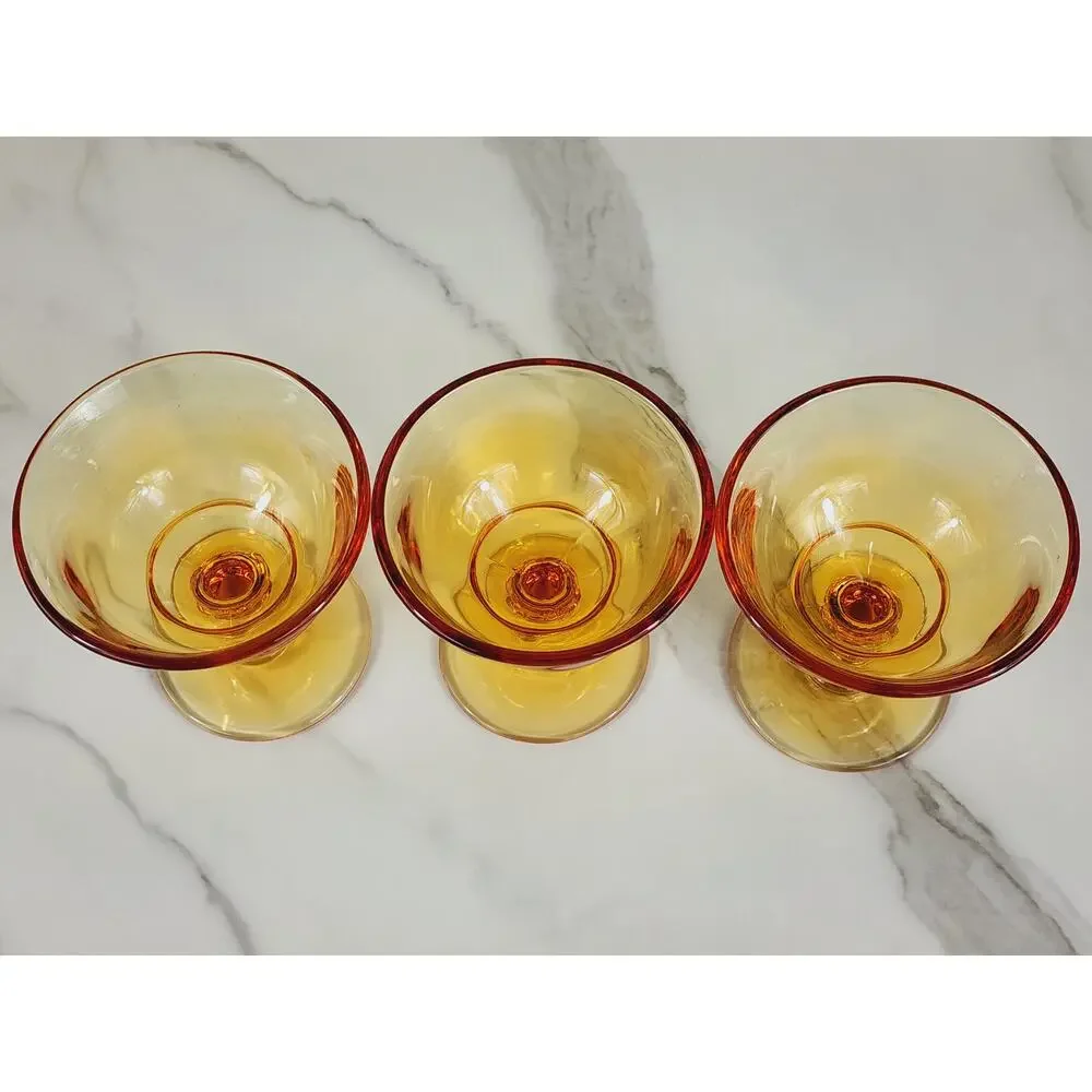 Tiffin Franciscan Amber Glass Sherbet Dessert 4